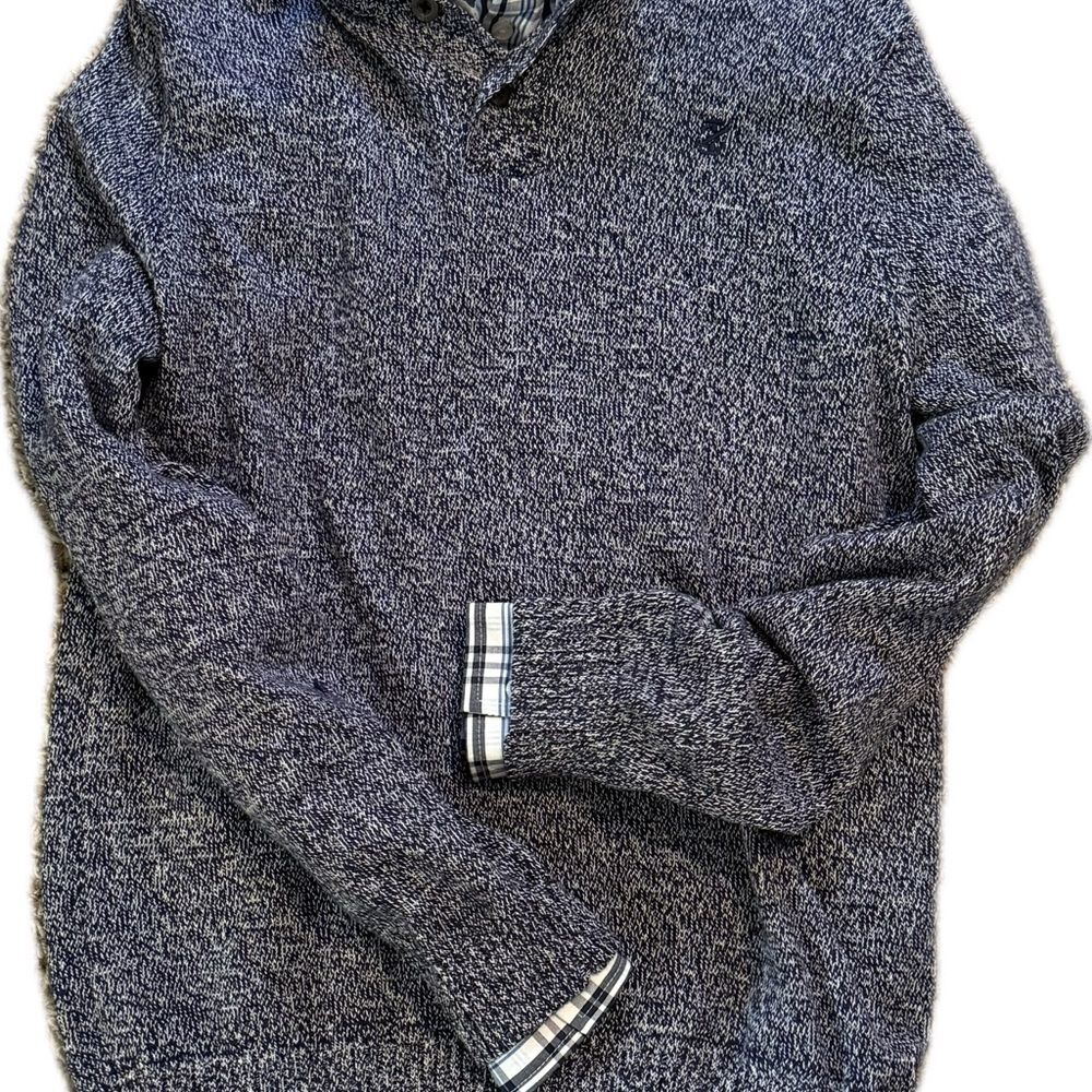 Izod Boys XL Sweater Button Down Plaid Shirt Set Navy White Casual Formal